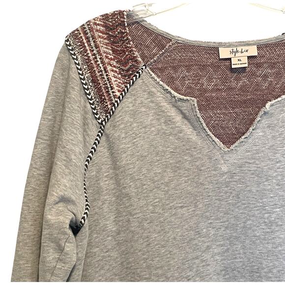 Style & Co Boho Sweatshirt Womens XL Western Boho Slouchy Cotton Lounge **FLAW - Picture 2 of 9